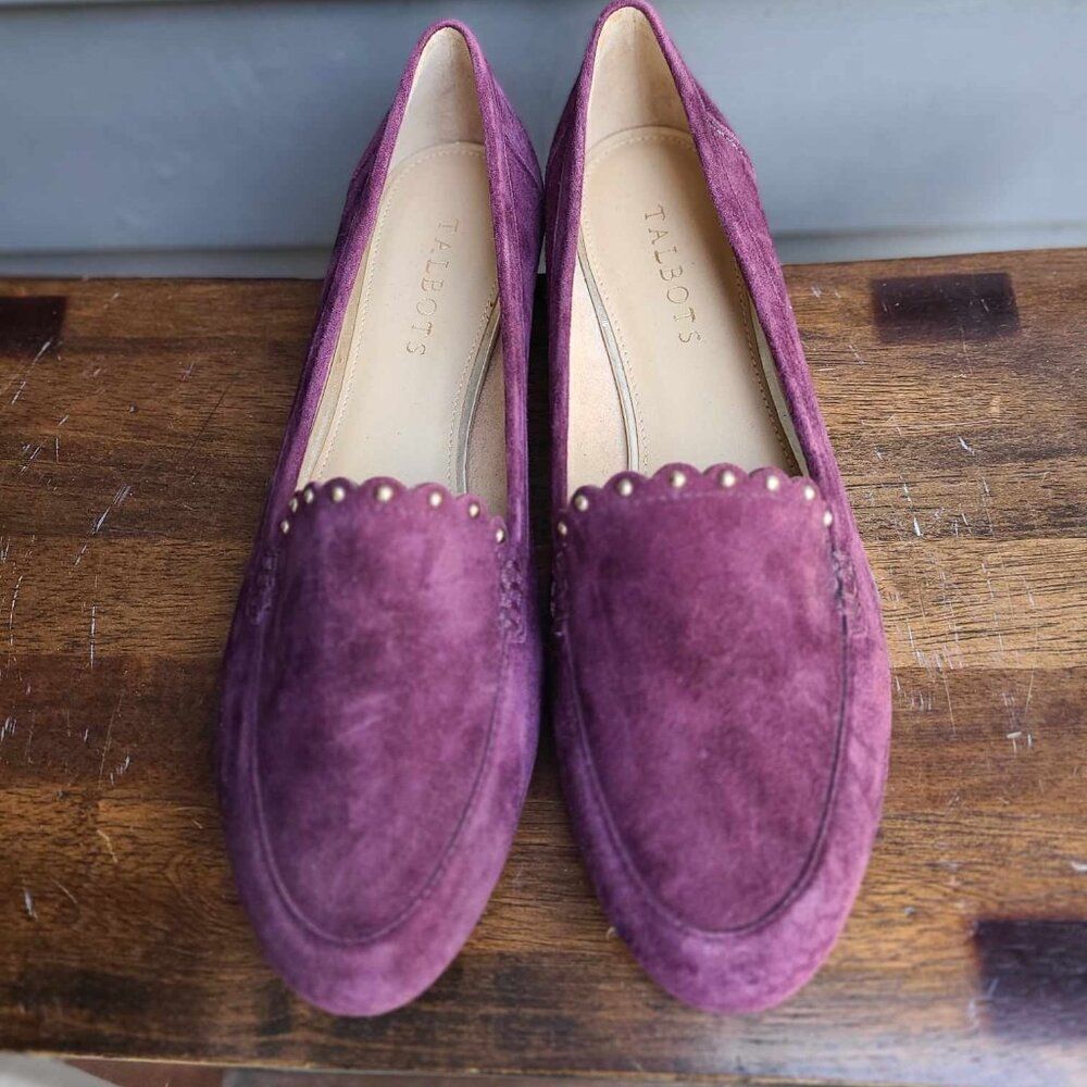 Talbots Burgundy Suede Flats size 8M NEW!